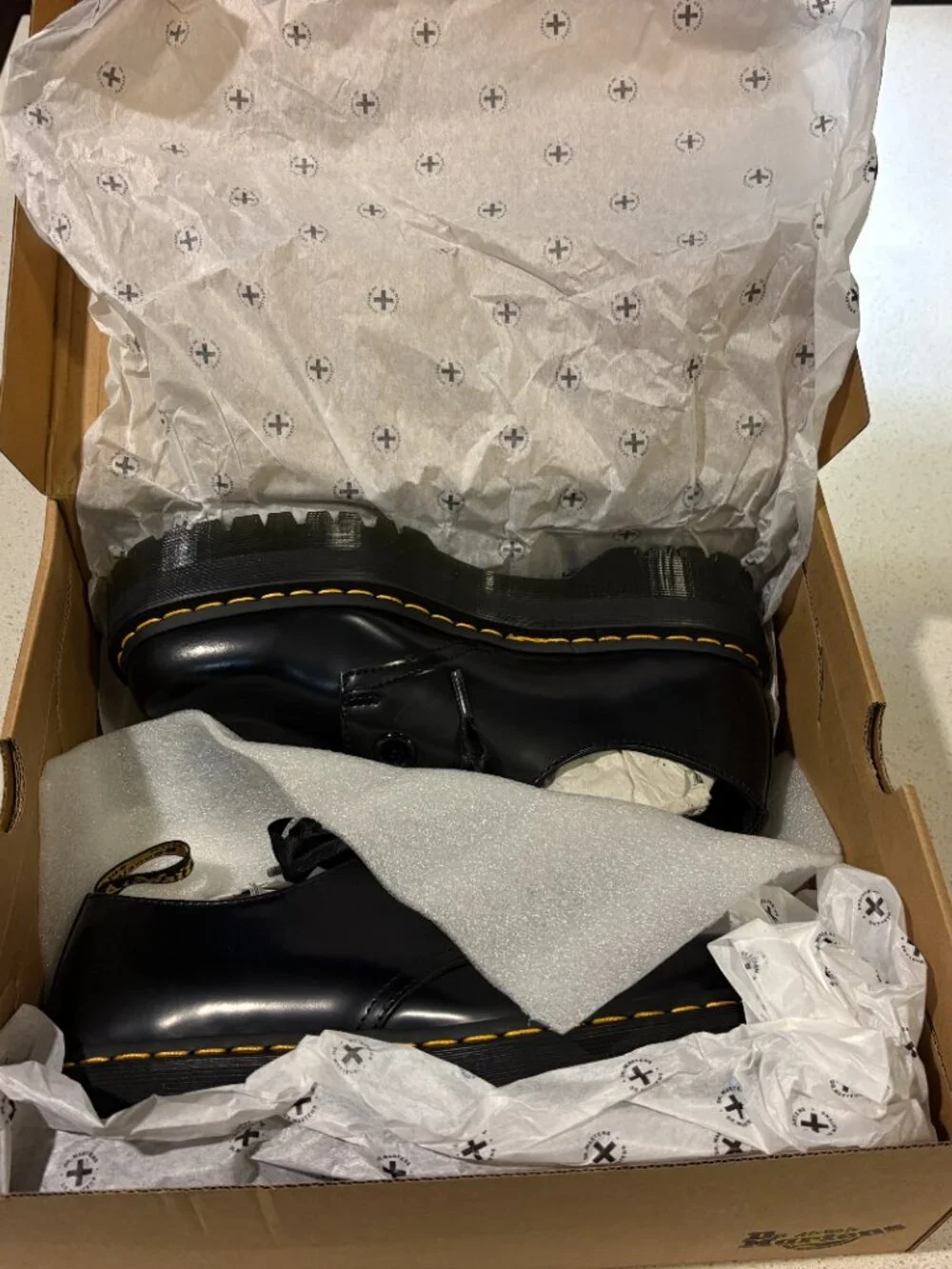 Dr. Martens Holly Leather Platform Shoes, Size 10
